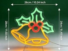 Cartel neon campanitas Navidad 